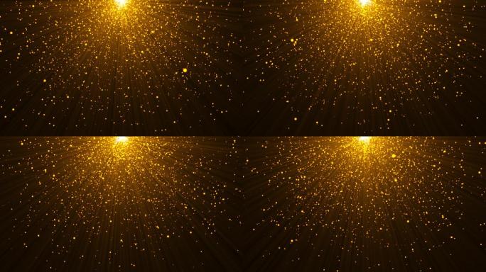 4K金色粒子顶部发散光芒视频-无缝循环