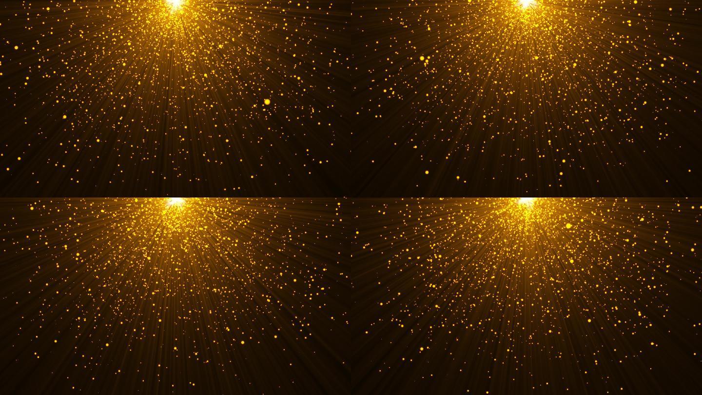 4K金色粒子顶部发散光芒视频-无缝循环