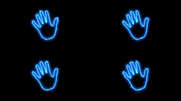 科技蓝色左手掌通道视频-无缝循环