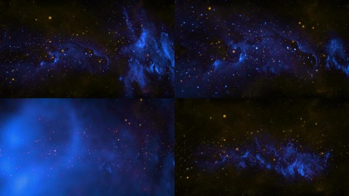 【4K宇宙背景】穿梭蓝色星云金色星星星河