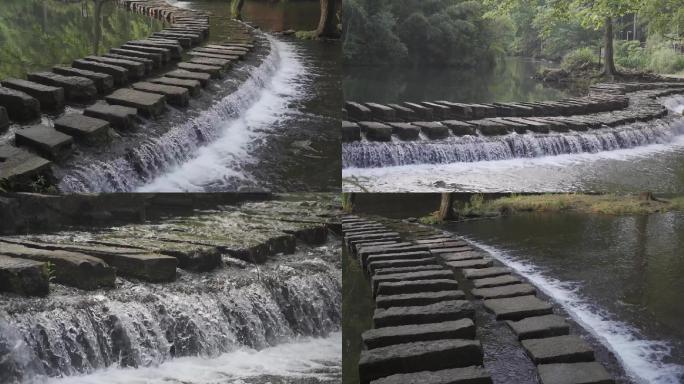 溪水小溪瀑布河水步道石梯青山绿水