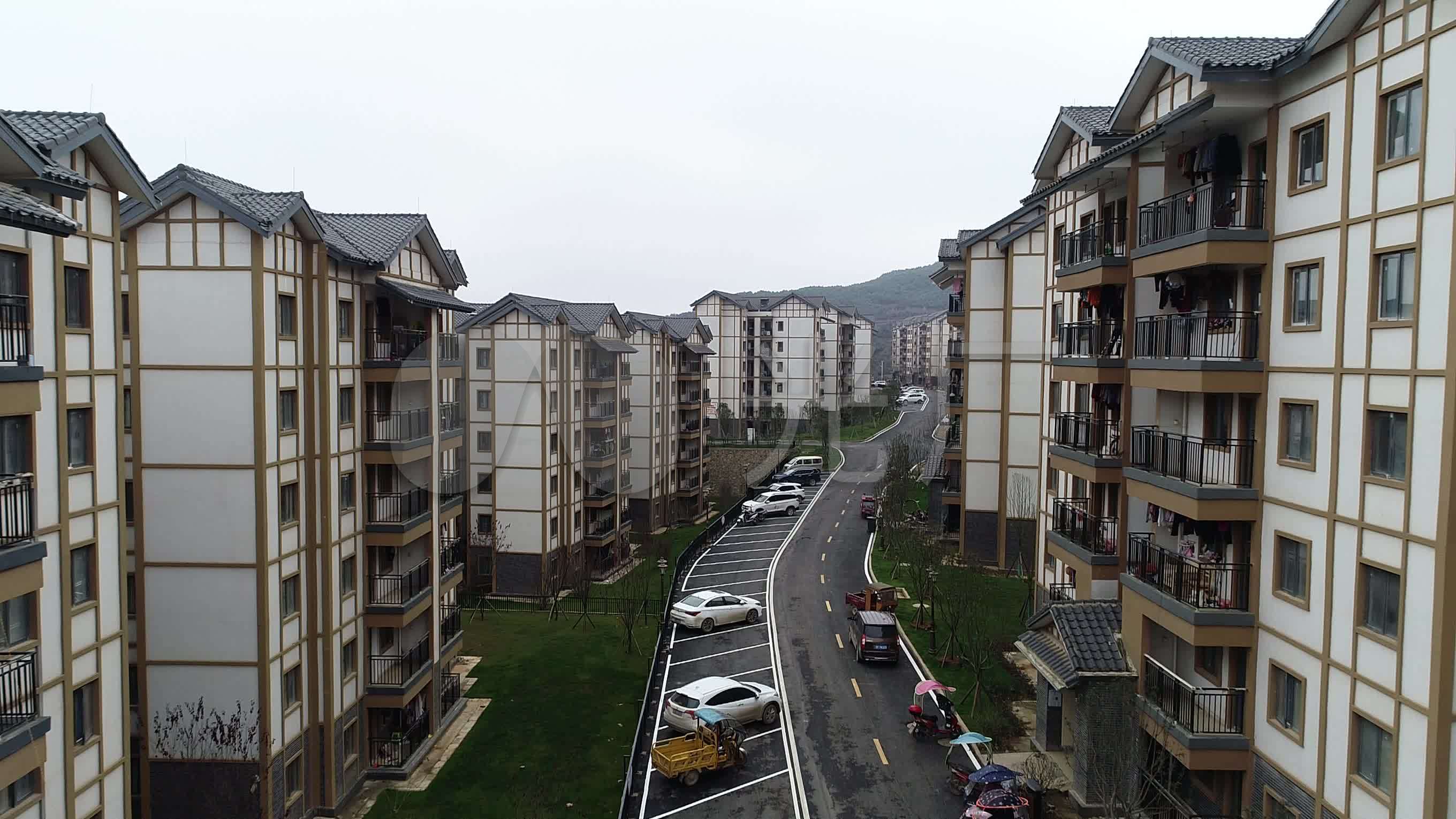 航拍 农村安置房区 校区 乡村小学