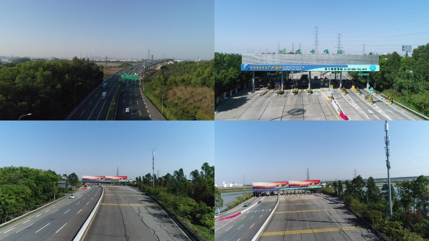 4k广州南沙港快速高速公路航拍