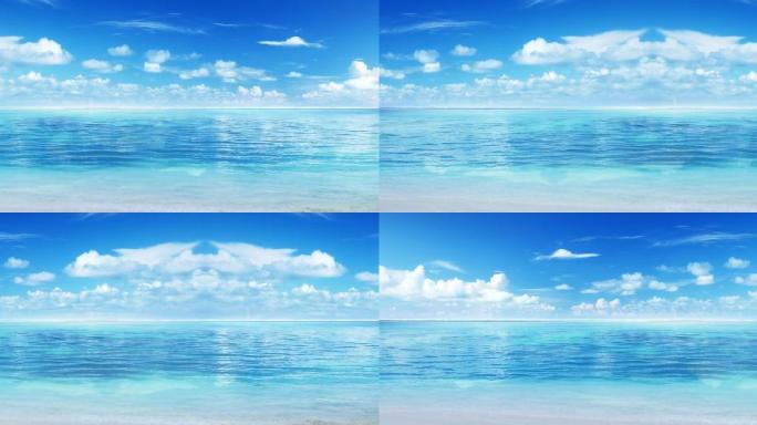 超宽屏蓝色天空大海唯美背景素材