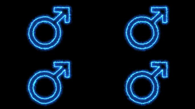 蓝色雄性符号通道视频-无缝循环