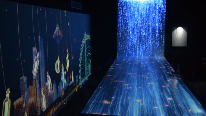 互动展馆沉浸式投影之虚拟瀑布作品实拍视频