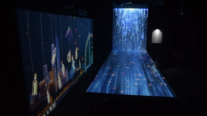 互动展馆沉浸式投影之瀑布墙面作品实拍视频