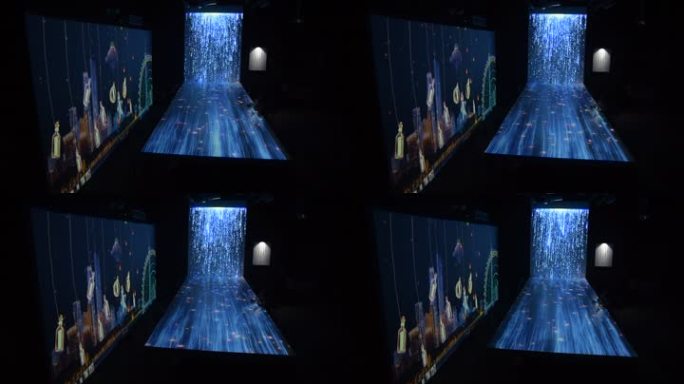 互动展馆沉浸式投影之瀑布墙面作品实拍视频