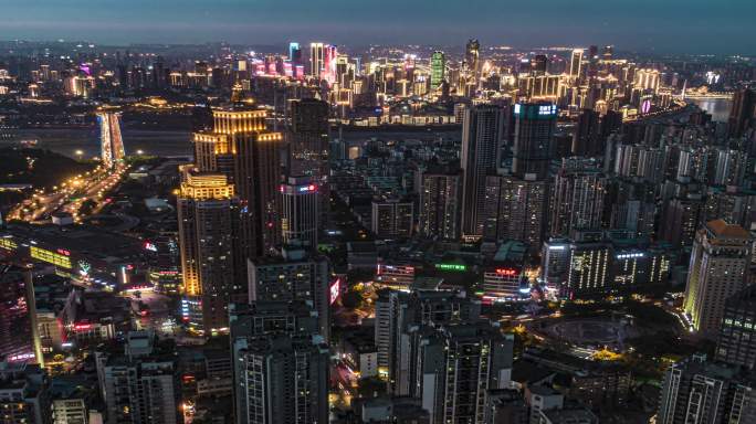航拍重庆城市赛博朋克夜景4k