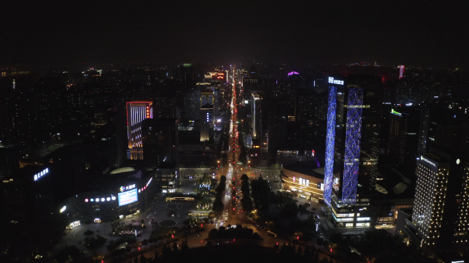 【4K】西安行政中心未央路夜景