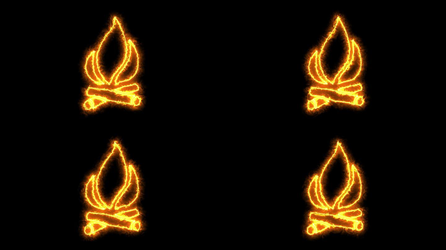 金色火焰营火通道视频-无缝循环