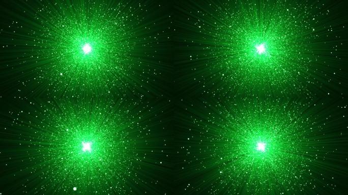 4K绿色粒子发散光芒视频-无缝循环