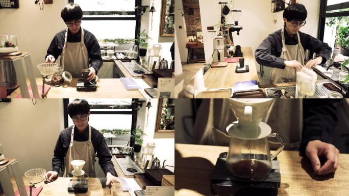 咖啡制作咖啡特写冲咖啡品质生活视频