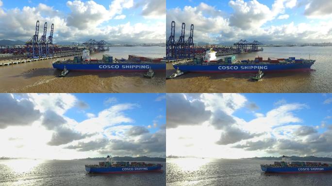 实拍宁波港码头轮船2.7k