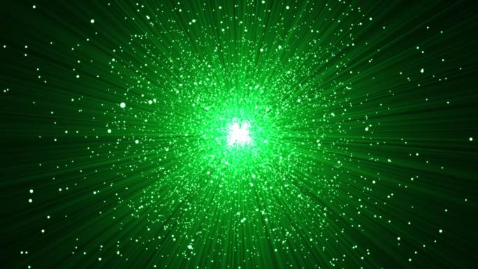 4K绿色粒子发散光芒视频