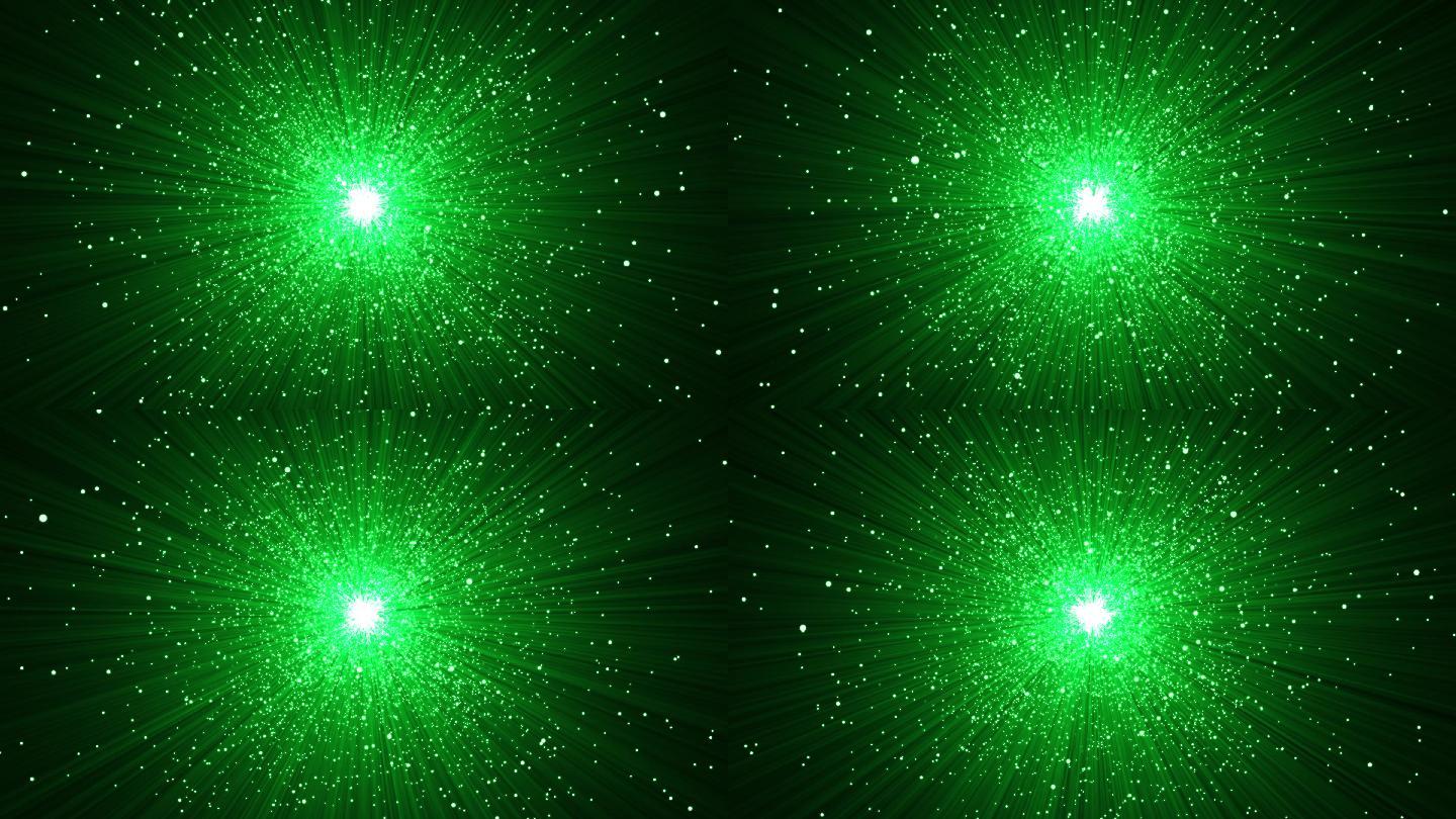 4K绿色粒子发散光芒视频
