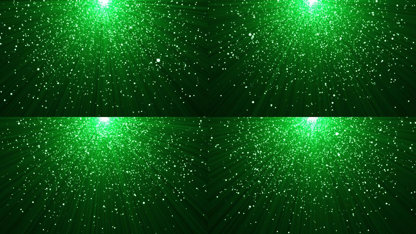 4K绿色粒子顶部发散光芒视频-无缝循环