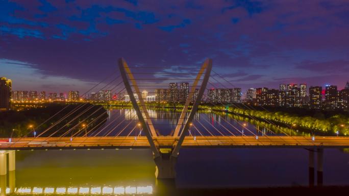 沈阳浑河三好桥夜景延时摄影