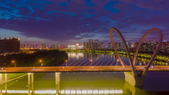 沈阳浑河三好桥夜景延时摄影