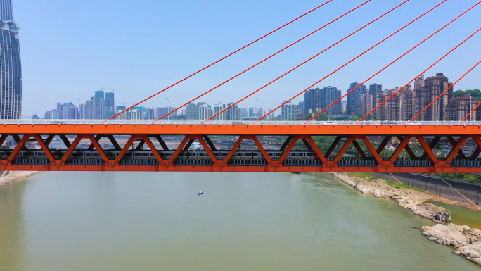 重庆长江索道与东水门大桥4K航拍