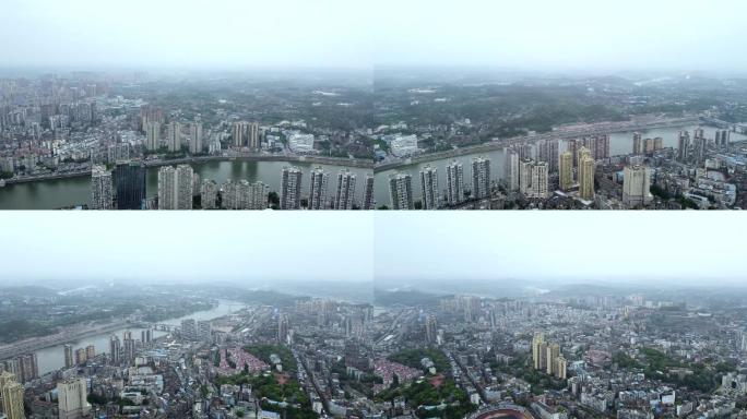 内江城区高空360度覆盖航拍-可商用