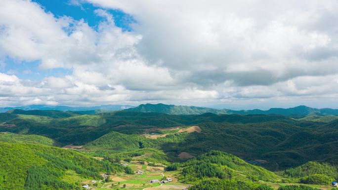 4k航拍恩施建始山川大地蓝天白云延时