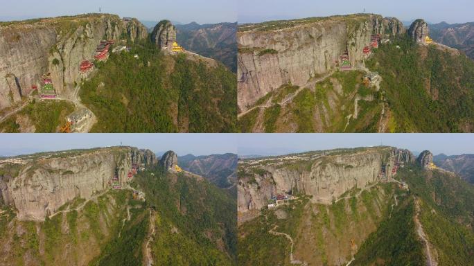 天气晴朗阳光明媚雁荡山山间道观