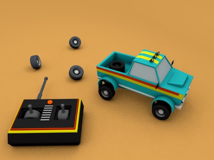 遥控车RC越野车皮卡车模型动画三维模板