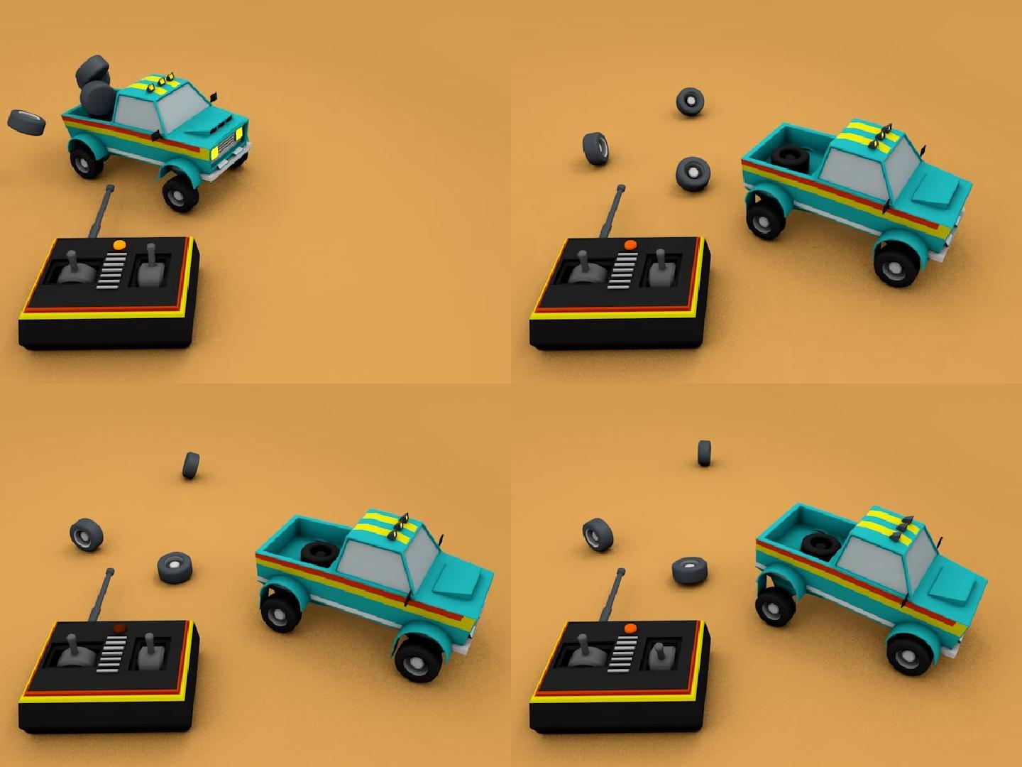 遥控车RC越野车皮卡车模型动画三维模板