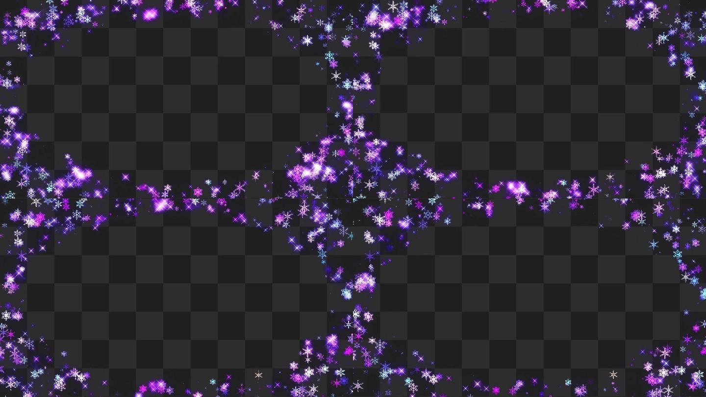 紫色雪花粒子边框-alpha通道