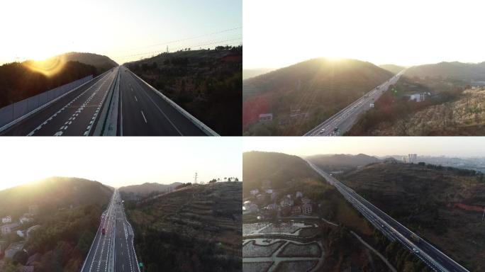 朝阳下的高速公路