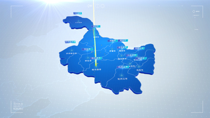 黑龙江省地图区位连线坐标点覆盖