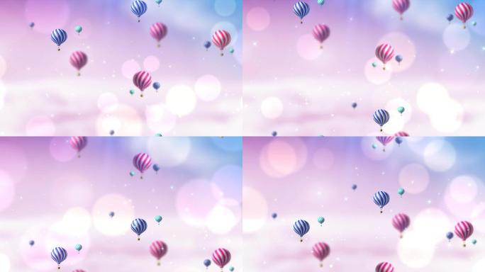 4K彩色热气球天空唯美背景循环