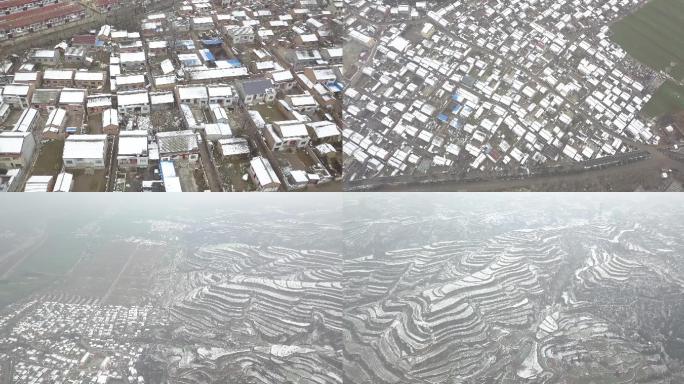 陇县农村雪景航拍