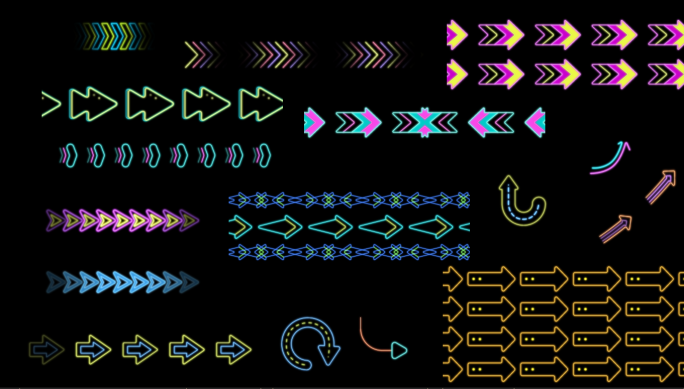 16组霓虹彩色箭头循环视频带通道