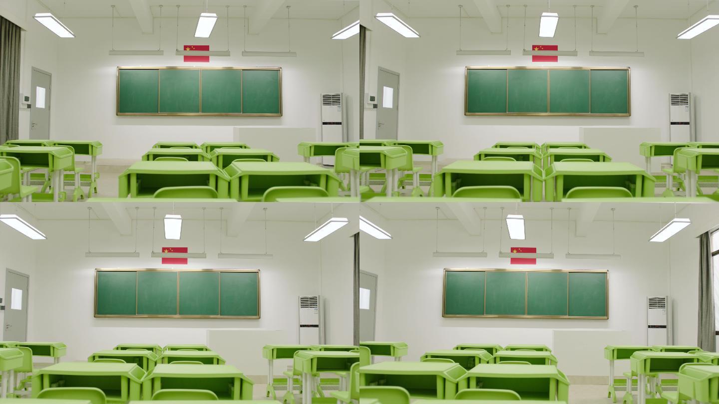 原创4k实拍教室亮灯空教室空镜黑板