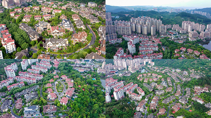 4K航拍绿色生态住宅区