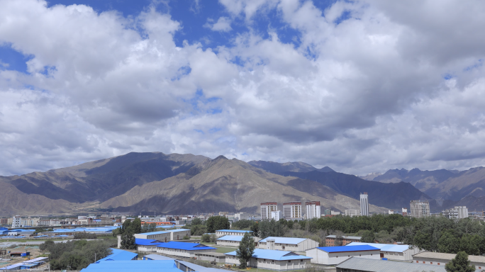 西藏蓝天白云雪山延时高清4K