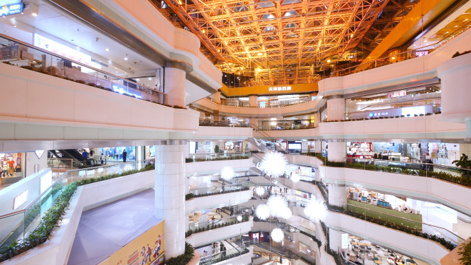 大型商场，广州天河城实拍4k素材