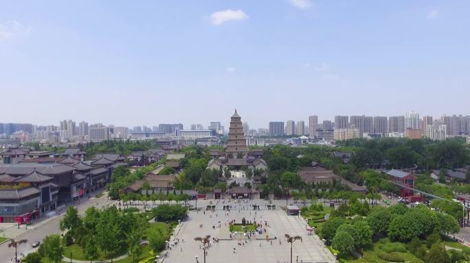 西安大雁塔航拍城市全景