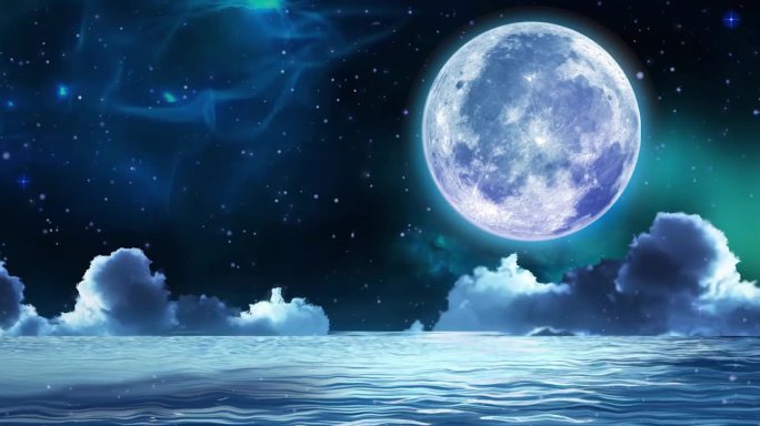 唯美的海上升明月背景