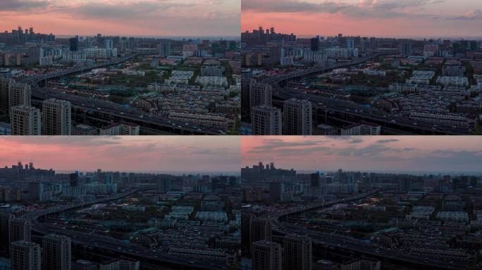 新疆乌鲁木齐雅山克南高架日转夜延时素材