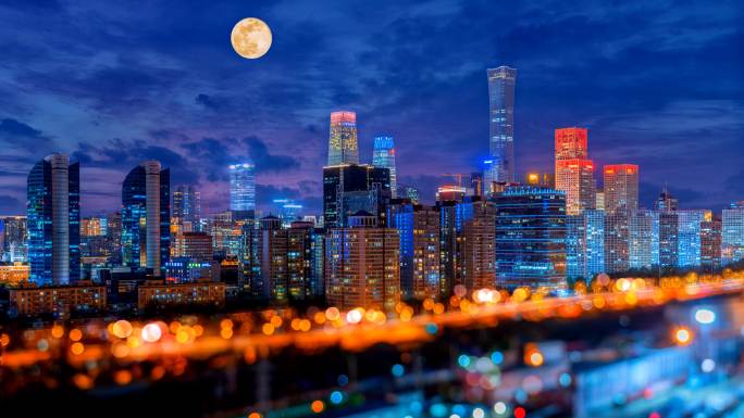 国贸夜景北京国贸CBD核心区东三环