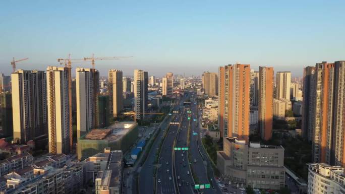 4K城市航拍马路车辆航拍小区航拍