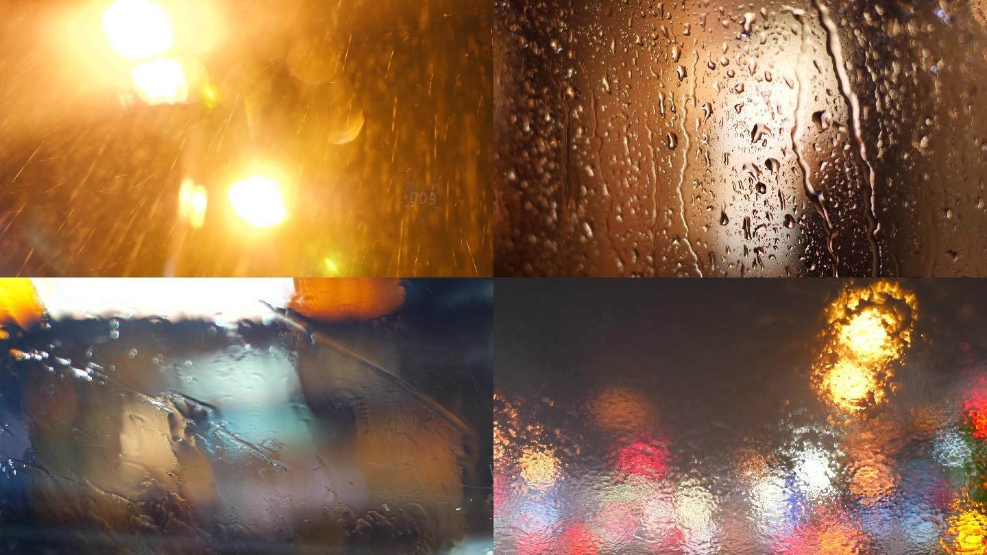 隔着车窗玻璃凌晨下雨的高速路服务区高清图片下载-正版图片500828387-摄图网
