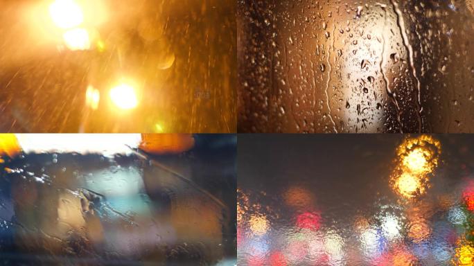 城市下雨天开车伤感夜景4k素材