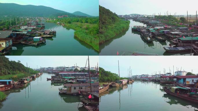 太湖小渔村渔民渔船光福