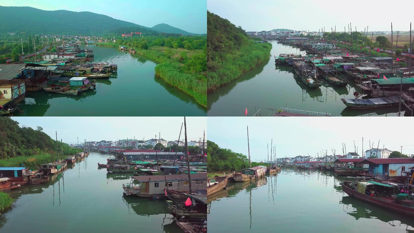 太湖小渔村渔民渔船光福