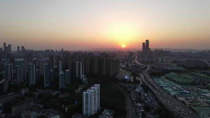 南京城市夕阳4k航拍