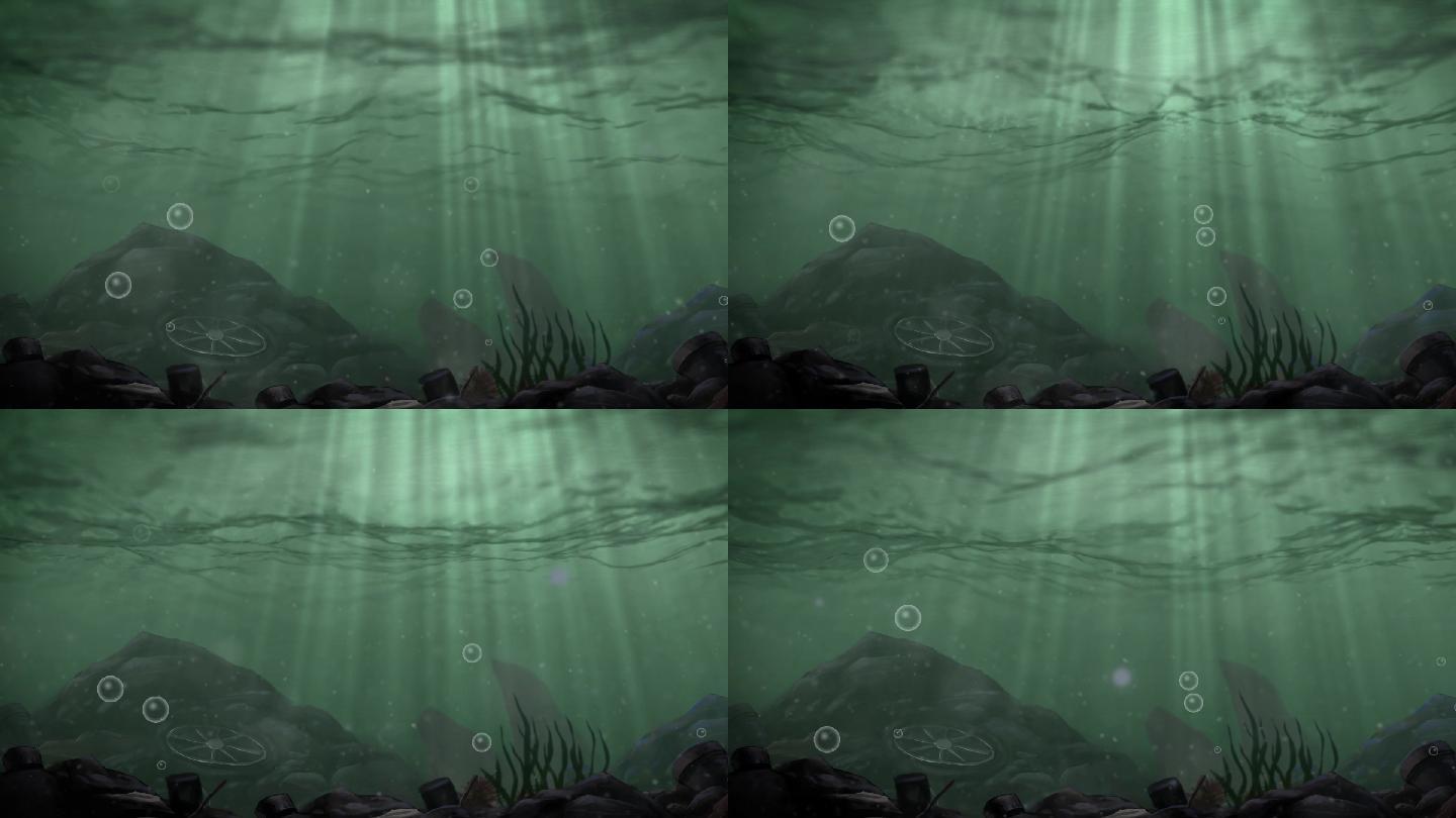 彩色线原创动画被污染的水底场景
